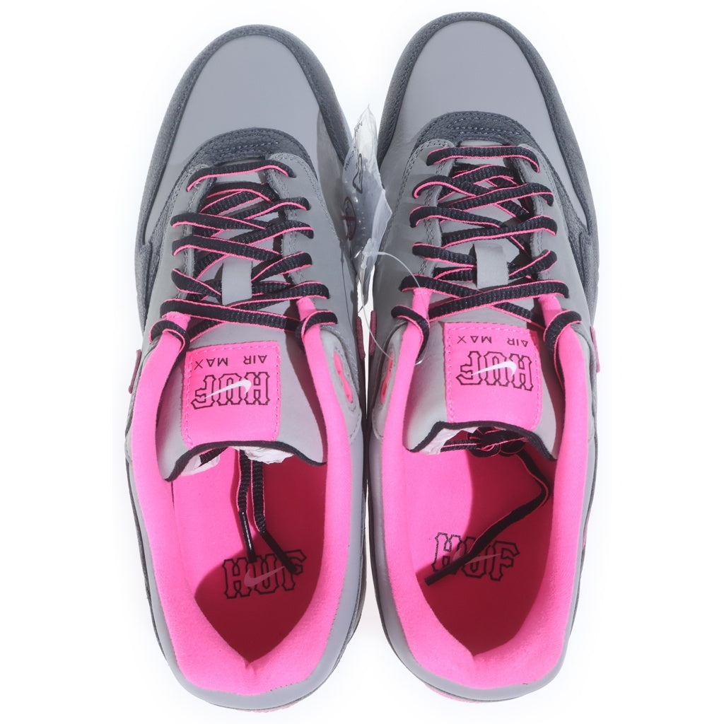 NIKE(ナイキ) ×HUF AIR MAX 1 ANTHRACITE PINK POW ハフ エアマックス1 アンスラサイト ピンクパウ ローカットスニーカー グレー/ピンク US9.5/27.5cm HF3713-003