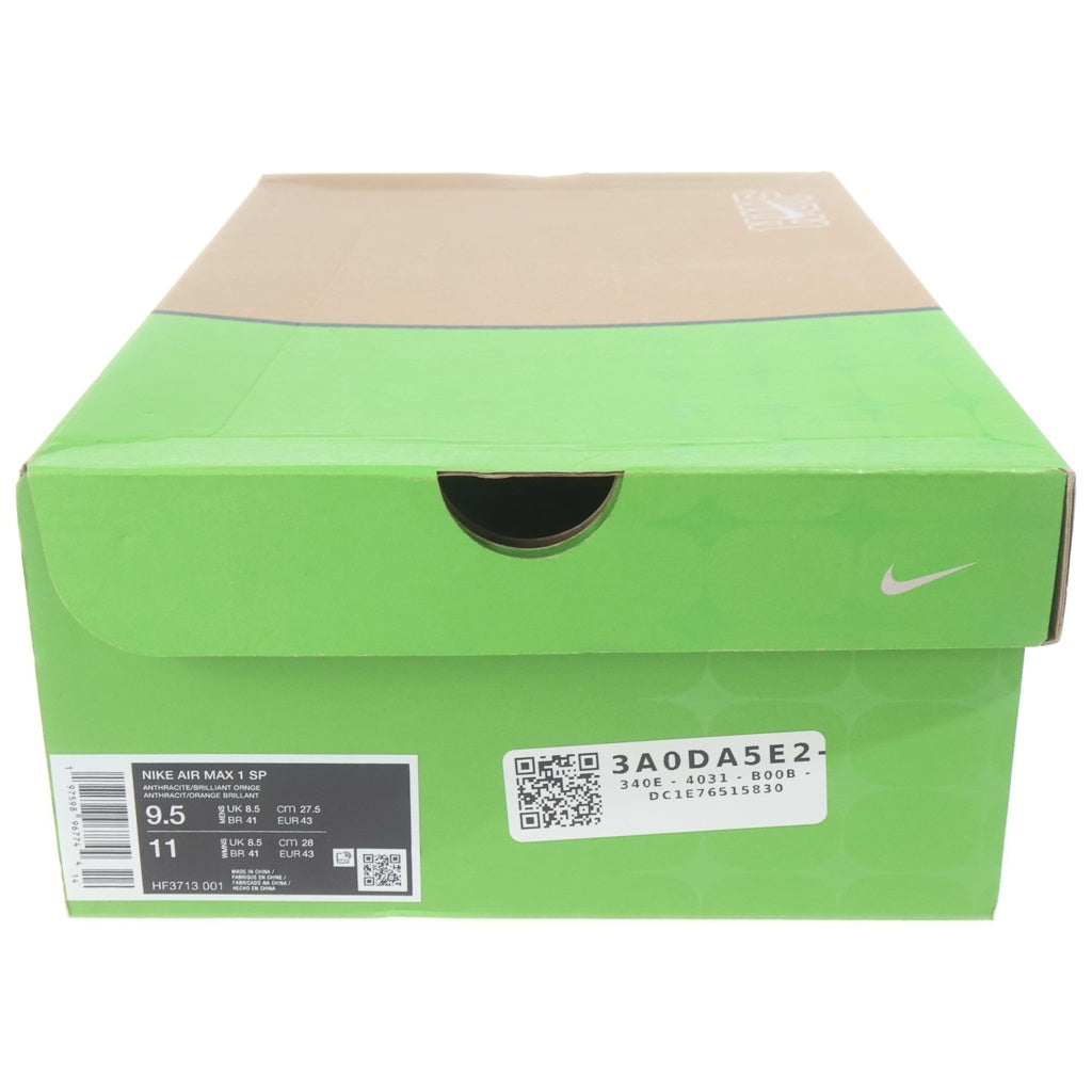 NIKE(ナイキ) ×HUF AIR JORDAN1 BRILLIANT ORANGE ハフ エアマックス1 ブリリアントオレンジ ローカットスニーカー オレンジ US9.5/27.5cm HF3713-001