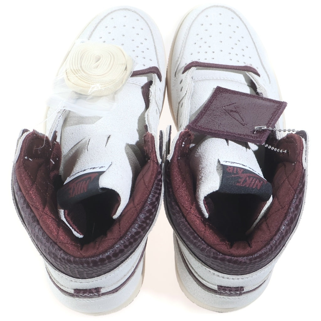 NIKE(ナイキ) ×A MA MANIERE AIR JORDAN 1 RETRO HIGH OG SAIL AND BURGUNDY DO7097-100 アママニエール エアジョーダン1 ハイカットスニーカー ベージュ/ボルドー US9/27cm DO7097-100