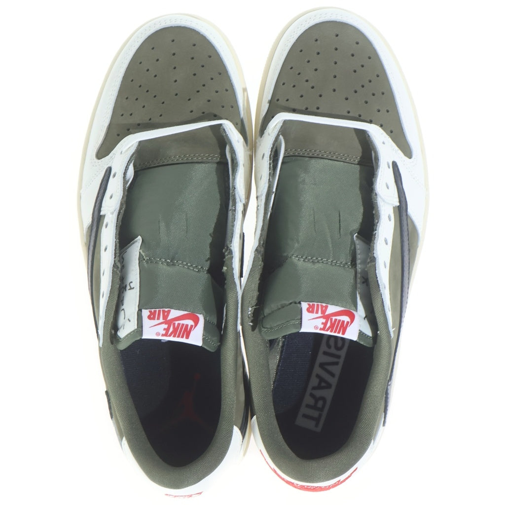 NIKE(ナイキ) ×TRAVIS SCOTT AIR JORDAN 1 LOW OG REVERSE OLIVE DM7866-200 トラヴィススコット エアジョーダン1 リバース オリーブ ローカットスニーカー ホワイト/カーキ US9/27cm