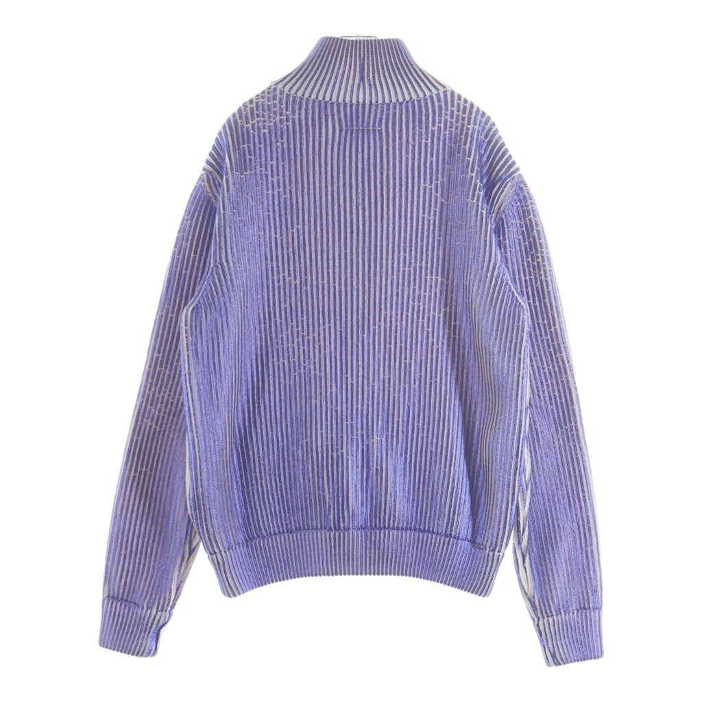MM6 Maison Margiela(エムエムシックスメゾンマルジェラ) 23AW ラミネートジップアップ ニット カーディガン ホワイト/パープル S52AM0272