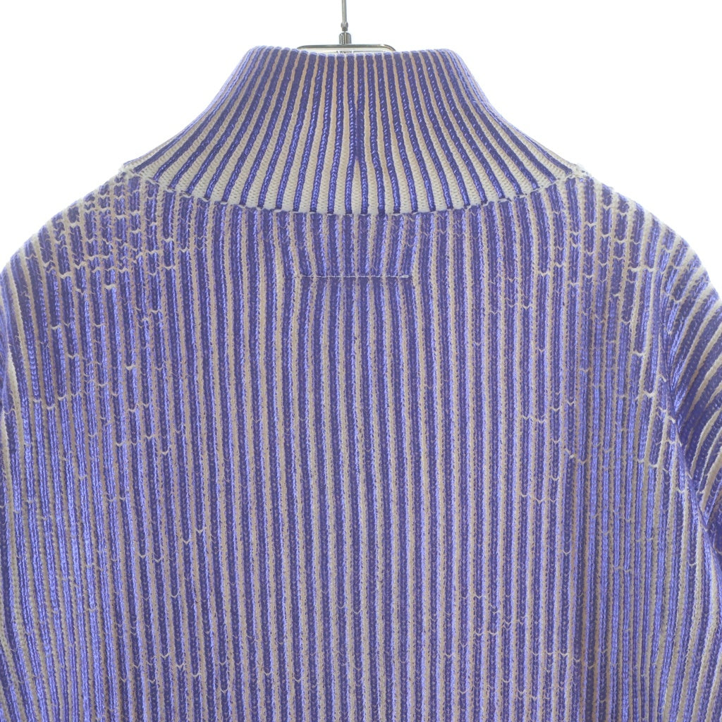MM6 Maison Margiela(エムエムシックスメゾンマルジェラ) 23AW ラミネートジップアップ ニット カーディガン ホワイト/パープル S52AM0272