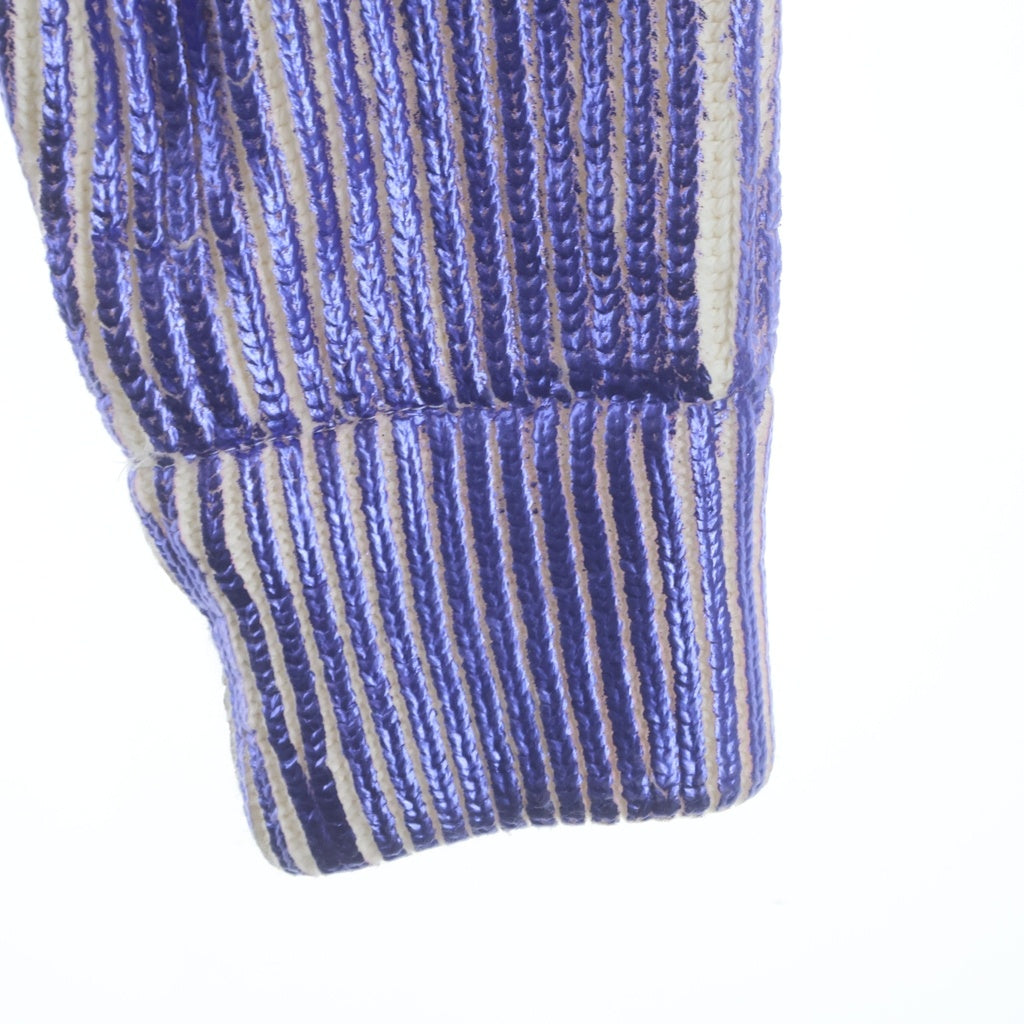 MM6 Maison Margiela(エムエムシックスメゾンマルジェラ) 23AW ラミネートジップアップ ニット カーディガン ホワイト/パープル S52AM0272