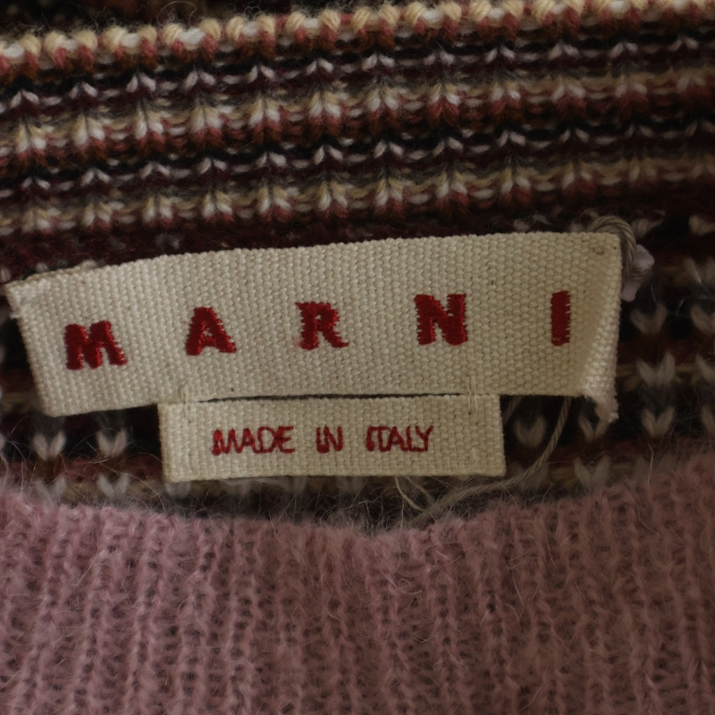 MARNI(マルニ) 25AW モヘア混ウール クルーネック ボーダー ニットセーター ピンク GCMG0204Q1