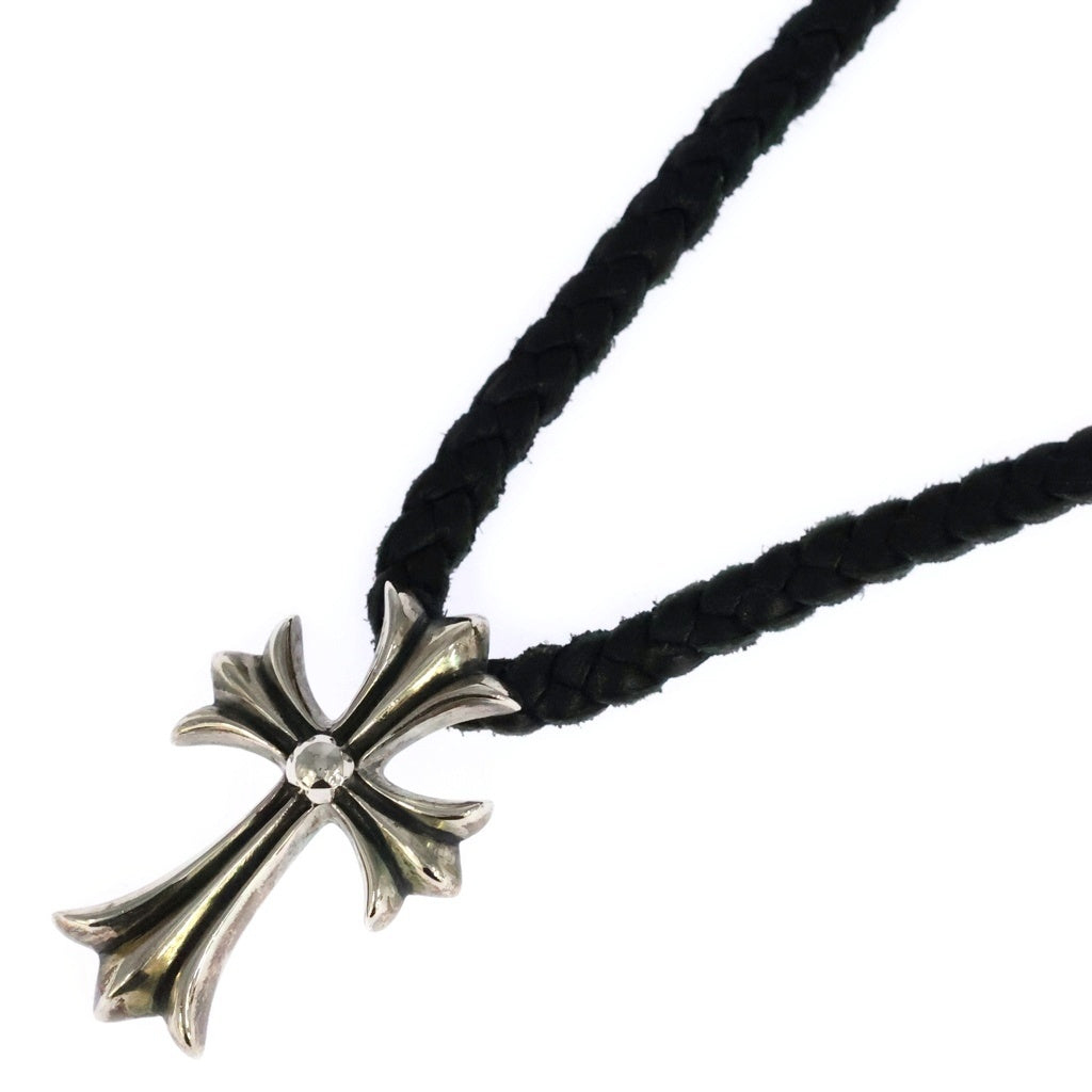 CHROME HEARTS(クロムハーツ) CH CRS SML CL スモールCHクロス クリンプト レザーブレイド ネックレス シルバー/ブラック BCA217