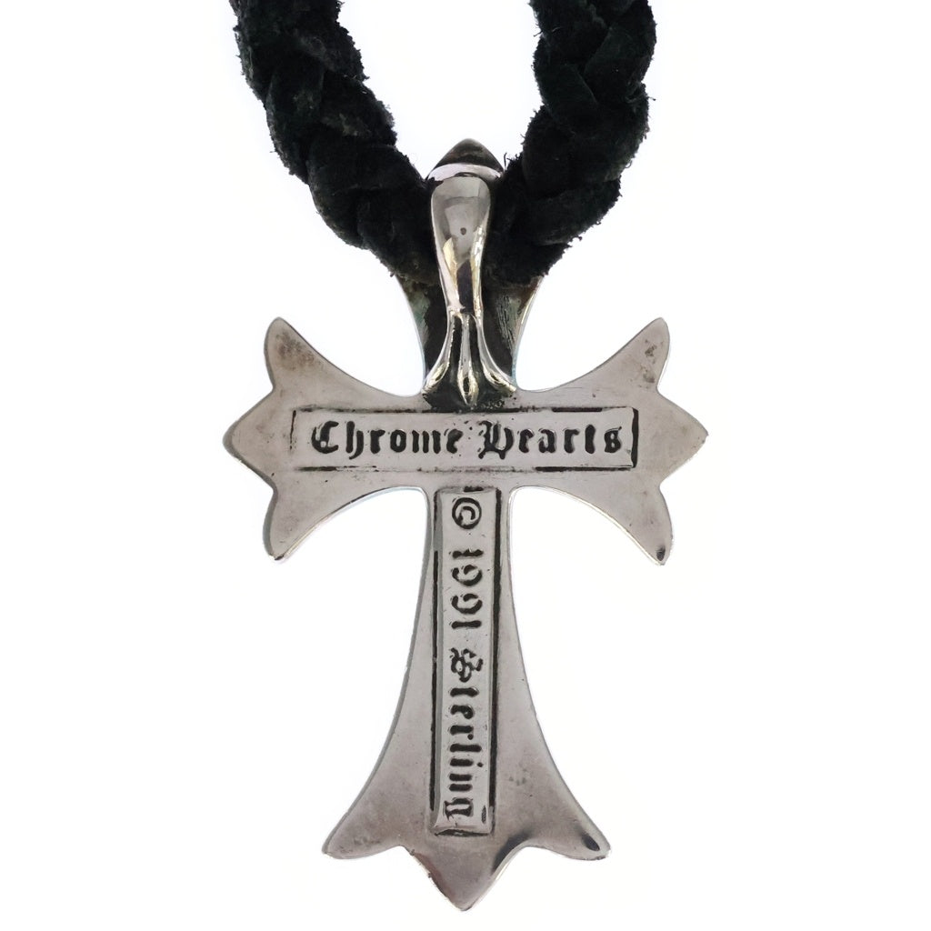 CHROME HEARTS(クロムハーツ) CH CRS SML CL スモールCHクロス クリンプト レザーブレイド ネックレス シルバー/ブラック BCA217
