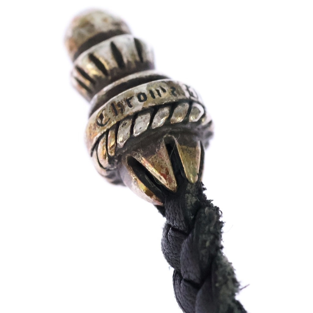 CHROME HEARTS(クロムハーツ) CH CRS SML CL スモールCHクロス クリンプト レザーブレイド ネックレス シルバー/ブラック BCA217