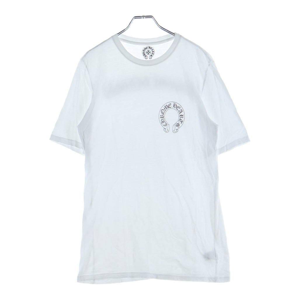 CHROME HEARTS(クロムハーツ) バックスクロールラベルデザイン ホースシュー クルーネック 半袖Tシャツ カットソー ホワイト