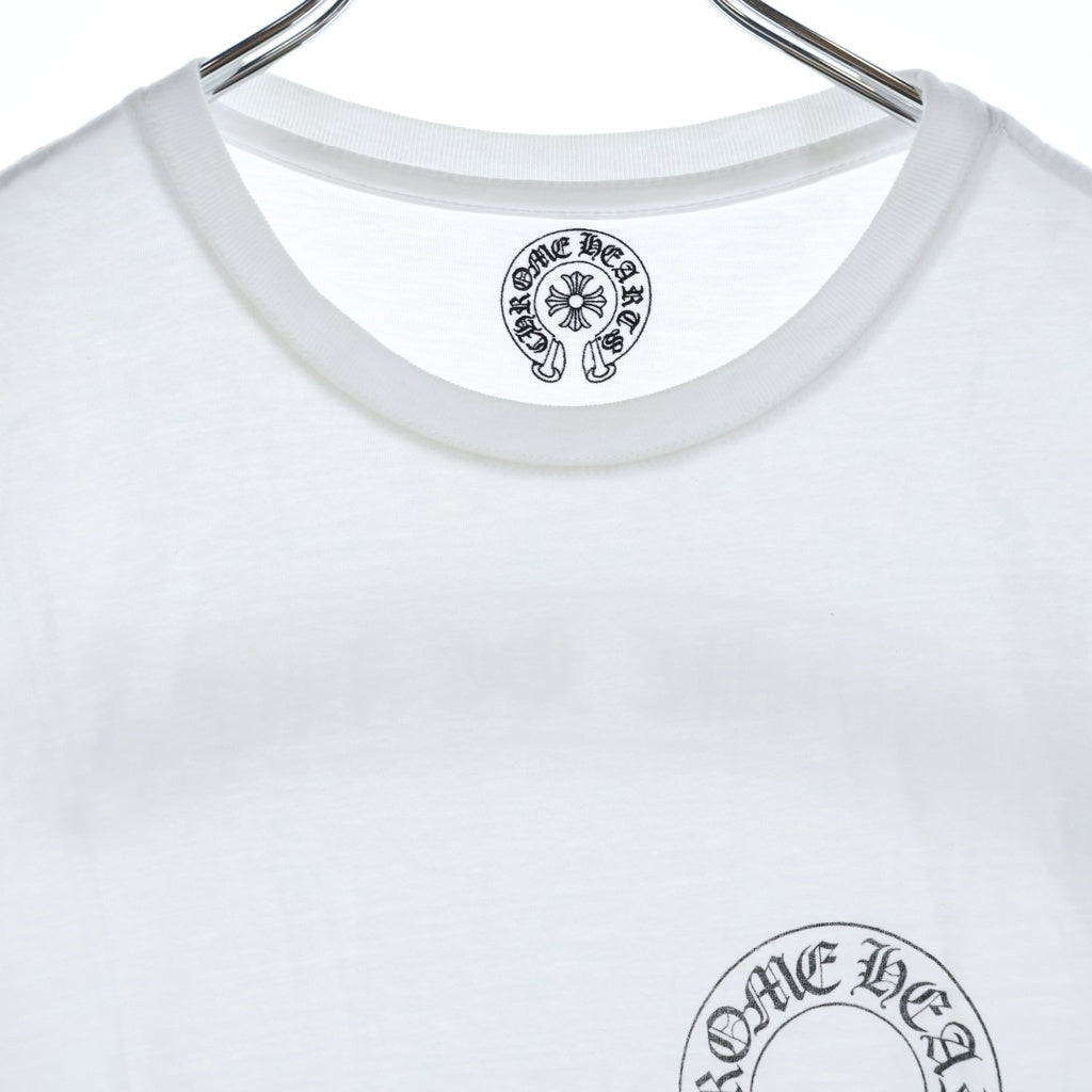 CHROME HEARTS(クロムハーツ) バックスクロールラベルデザイン ホースシュー クルーネック 半袖Tシャツ カットソー ホワイト