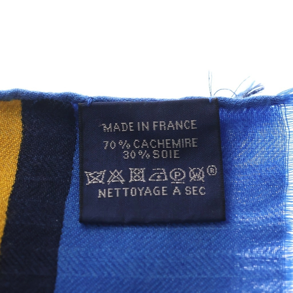 HERMES(エルメス) シルク カシミヤ ショール ストール マフラー イエロー/ブルー レディース