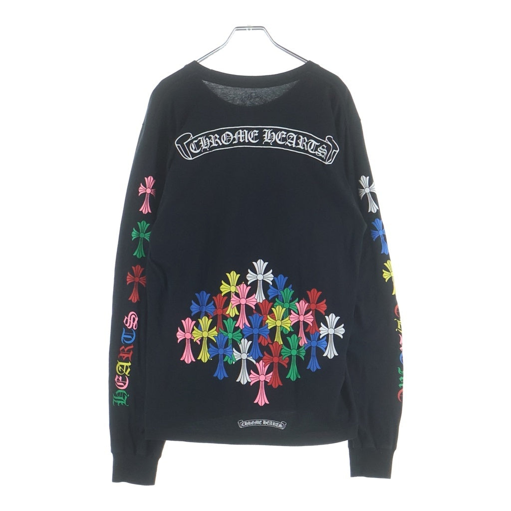 CHROME HEARTS(クロムハーツ) MLTCOL CEM CRS LS マルチカラーセメタリークロスプリント クルーネック 長袖Tシャツ カットソー ブラック