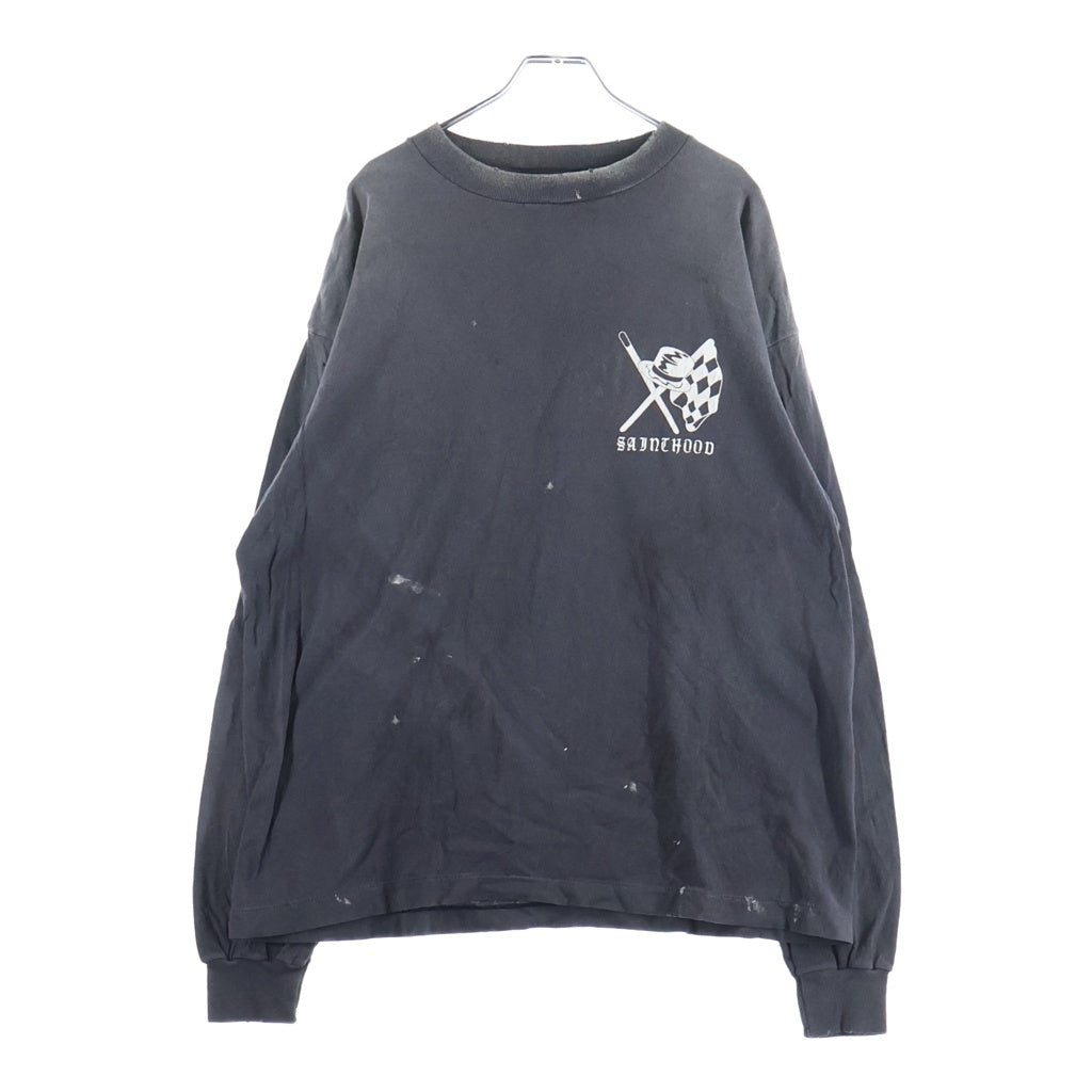 SAINT MICHAEL(セントマイケル) 25SS ×NEIGHBORHOOD STHD . L/S TEE SPEED KILLS ネイバーフッド プリント クルーネック 長袖Tシャツ カットソー ブラック SM-HR8-0000-C72
