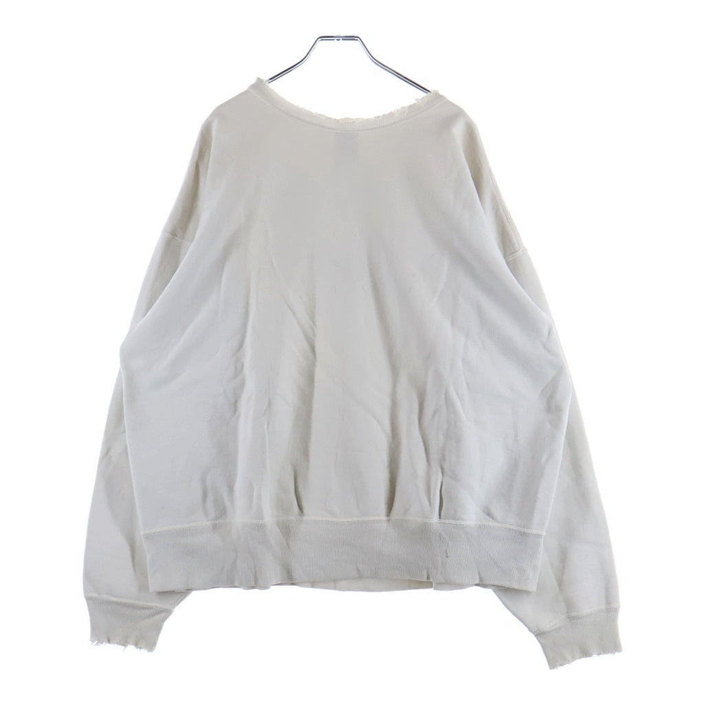 SAINT MICHAEL(セントマイケル) 25SS × BerBerjin BJ CREW NECK SWEAT ベルベルジン フロント染み込みプリント ダメージ加工 クルーネックスウェットトレーナー ホワイト SM-HR8-0000-C38