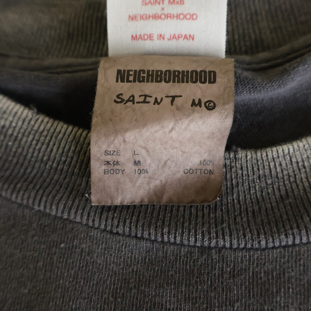 SAINT MICHAEL(セントマイケル) 25SS ×NEIGHBORHOOD STHD.HOOD TEE ネイバーフッド クルーネック 半袖Tシャツ カットソー ブラック SM-HR8-0000-C69