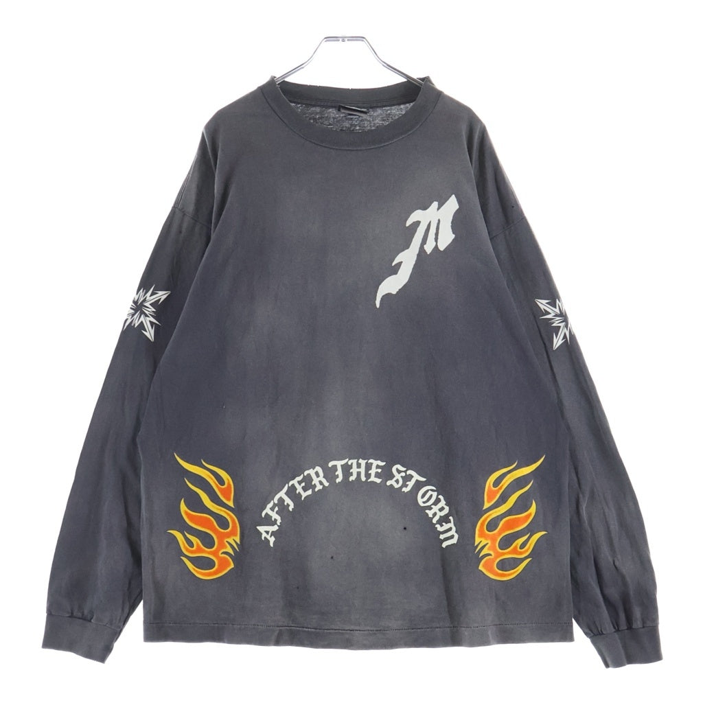 SAINT MICHAEL(セントマイケル) 24SS L/S TEE プリント クルーネック 長袖Tシャツ カットソー ブラック SM-YS8-0000-015