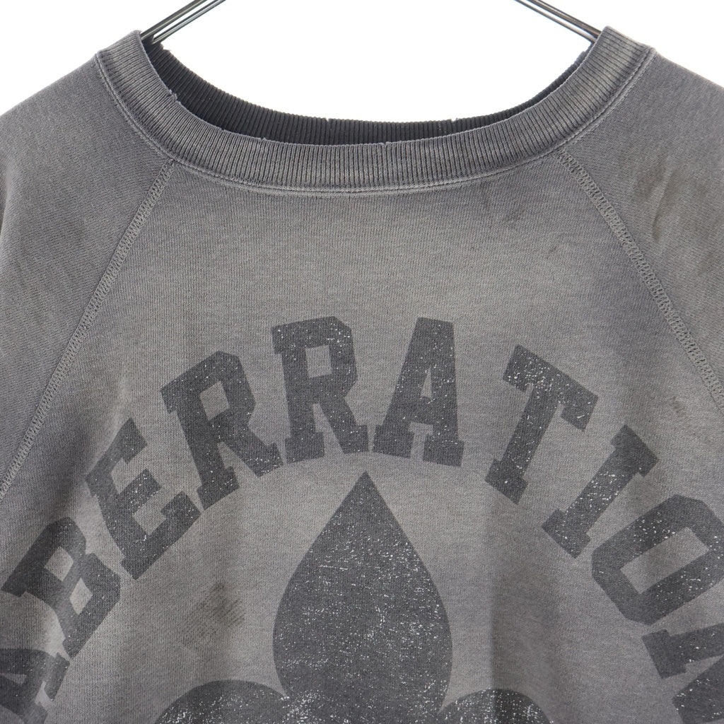 SAINT MICHAEL(セントマイケル) 26SS CREW NECK SWEAT ABBERATION ヴィンテージ加工 プリント クルーネック スウェットトレーナー ブラック SM-MK8-0000-054