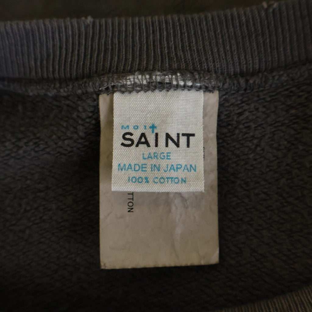 SAINT MICHAEL(セントマイケル) 26SS CREW NECK SWEAT ABBERATION ヴィンテージ加工 プリント クルーネック スウェットトレーナー ブラック SM-MK8-0000-054