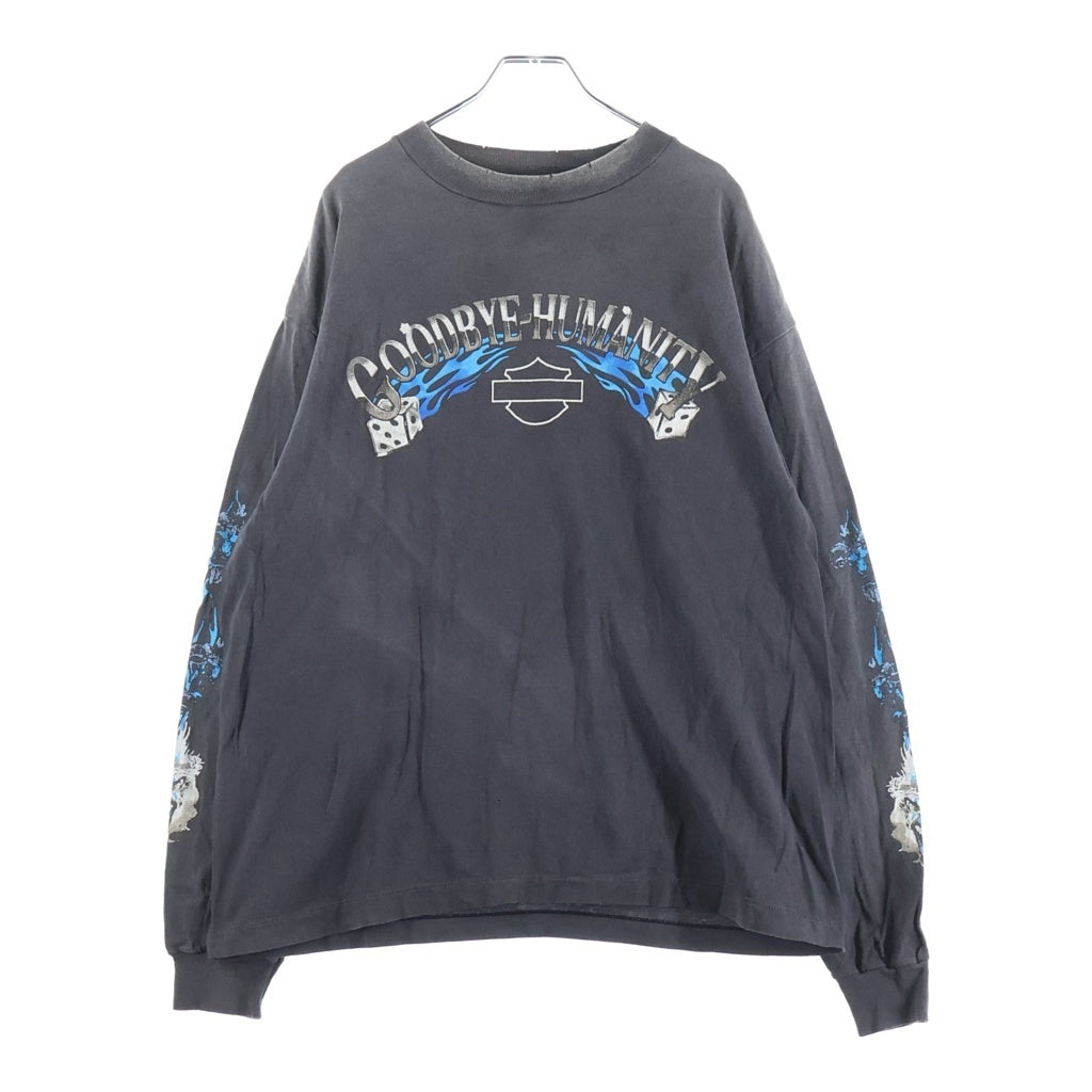 SAINT MICHAEL(セントマイケル) 24AW LS TEE BTFL BASTARS ヴィンテージ加工 両面アームプリント クルーネック 長袖Tシャツ カットソー ブラック SM-YS1-0000-013