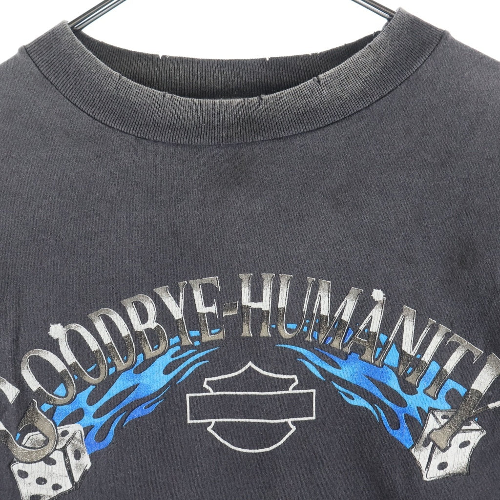 SAINT MICHAEL(セントマイケル) 24AW LS TEE BTFL BASTARS ヴィンテージ加工 両面アームプリント クルーネック 長袖Tシャツ カットソー ブラック SM-YS1-0000-013