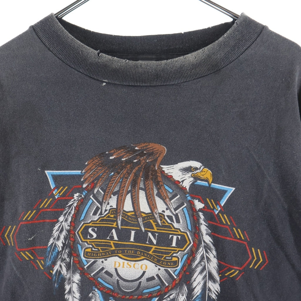 SAINT MICHAEL(セントマイケル) 25SS ×TEFLON DISCO LS TEE テフロン ディスコ加工 クルーネック 長袖Tシャツ カットソー ブラック SM-HR8-0000-C40