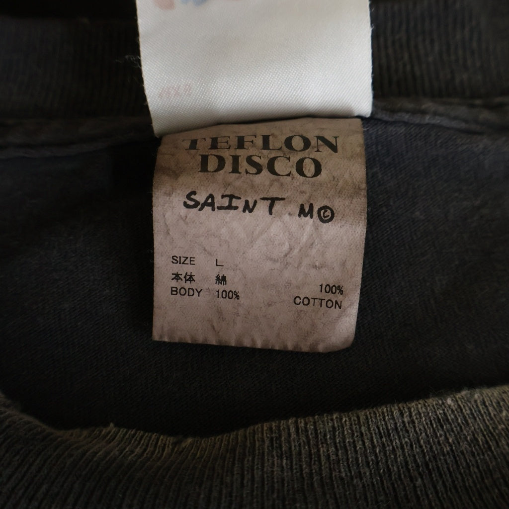 SAINT MICHAEL(セントマイケル) 25SS ×TEFLON DISCO LS TEE テフロン ディスコ加工 クルーネック 長袖Tシャツ カットソー ブラック SM-HR8-0000-C40