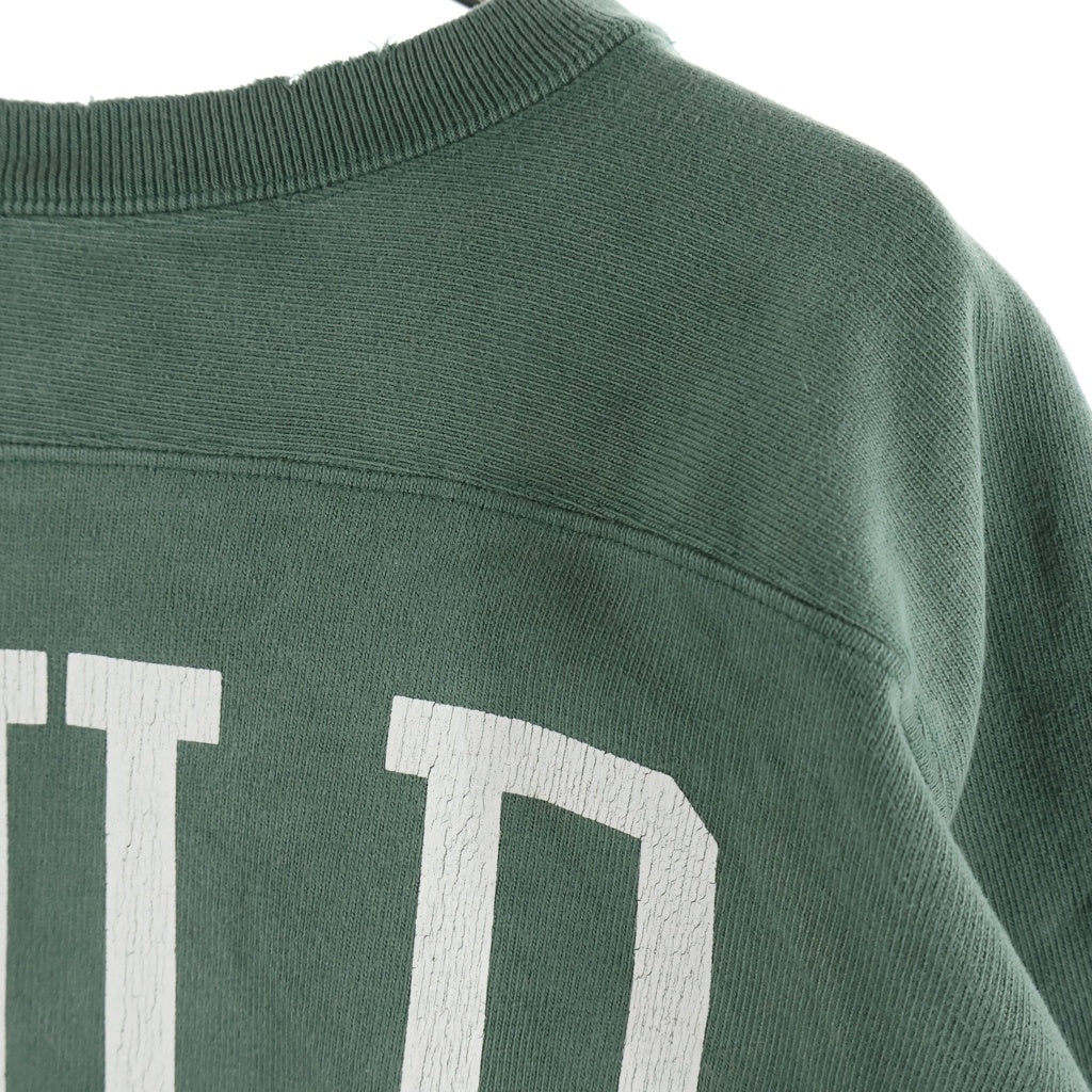 SAINT MICHAEL(セントマイケル) 26SS FOOTBALL SWEAT/WILD GOD フットボール ナンバリング ヴィンテージ加工 クルーネック スウェットトレーナー グリーン SM-MK8-0000-056