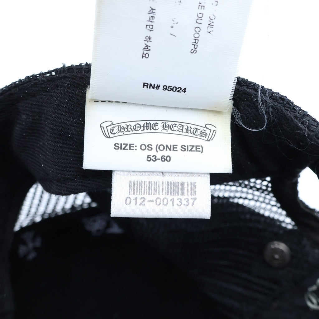 CHROME HEARTS(クロムハーツ) TRUCKER CAP レザーパッチトラッカー セメタリークロスパッチクロスボール付メッシュ帽子 ブラック