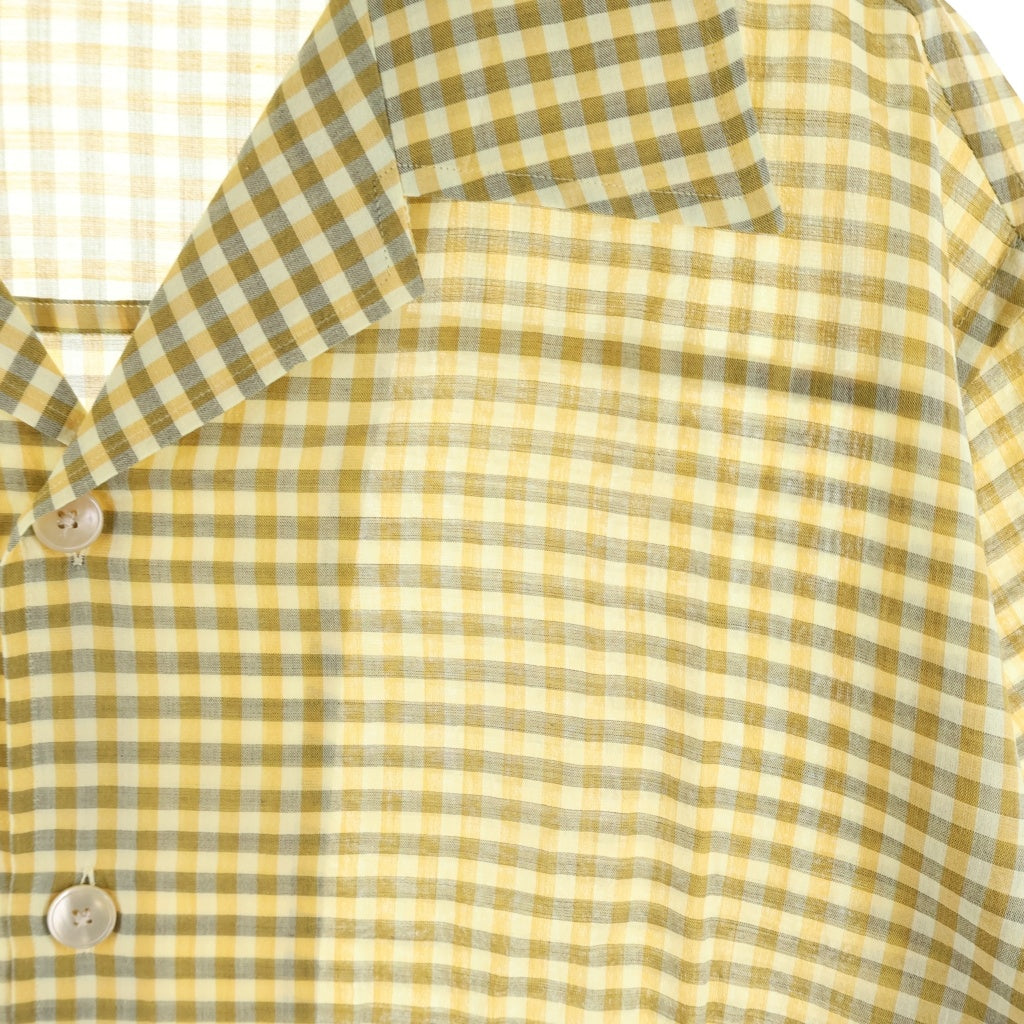 AURALEE(オーラリー) 26SS AIRY LIGHT COTTON CHECK HALF SLEEVED SHIRT チェック柄 オープンカラー半袖シャツ イエロー A26SS02GC