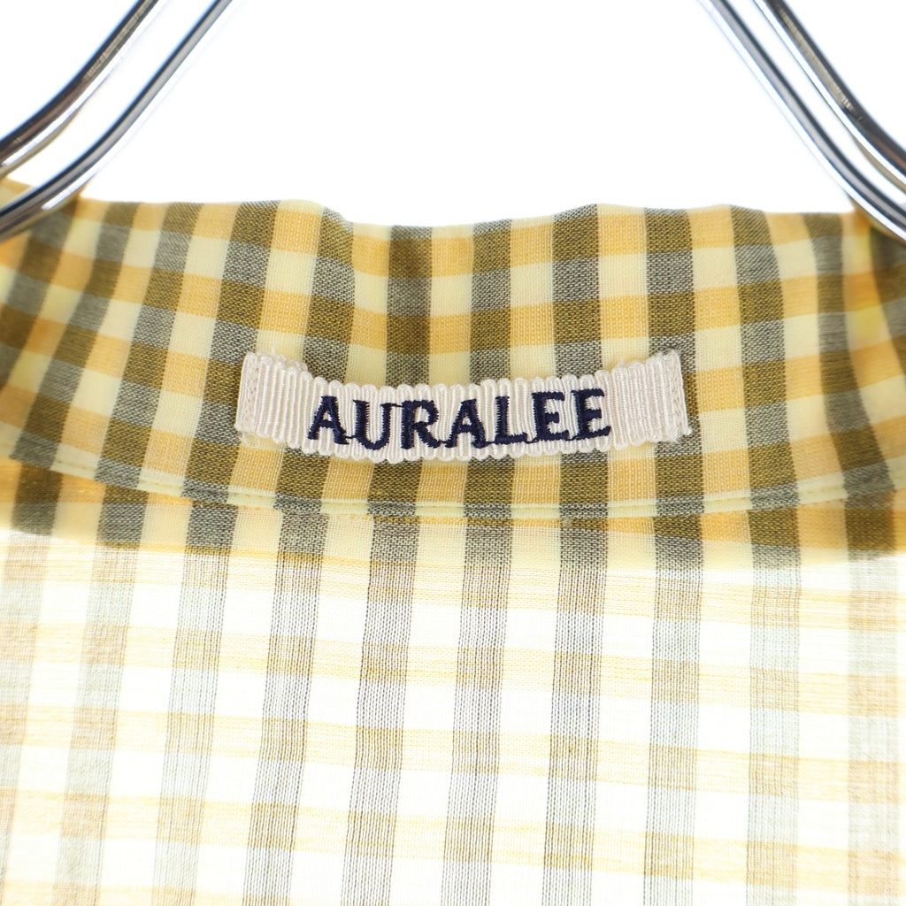 AURALEE(オーラリー) 26SS AIRY LIGHT COTTON CHECK HALF SLEEVED SHIRT チェック柄 オープンカラー半袖シャツ イエロー A26SS02GC