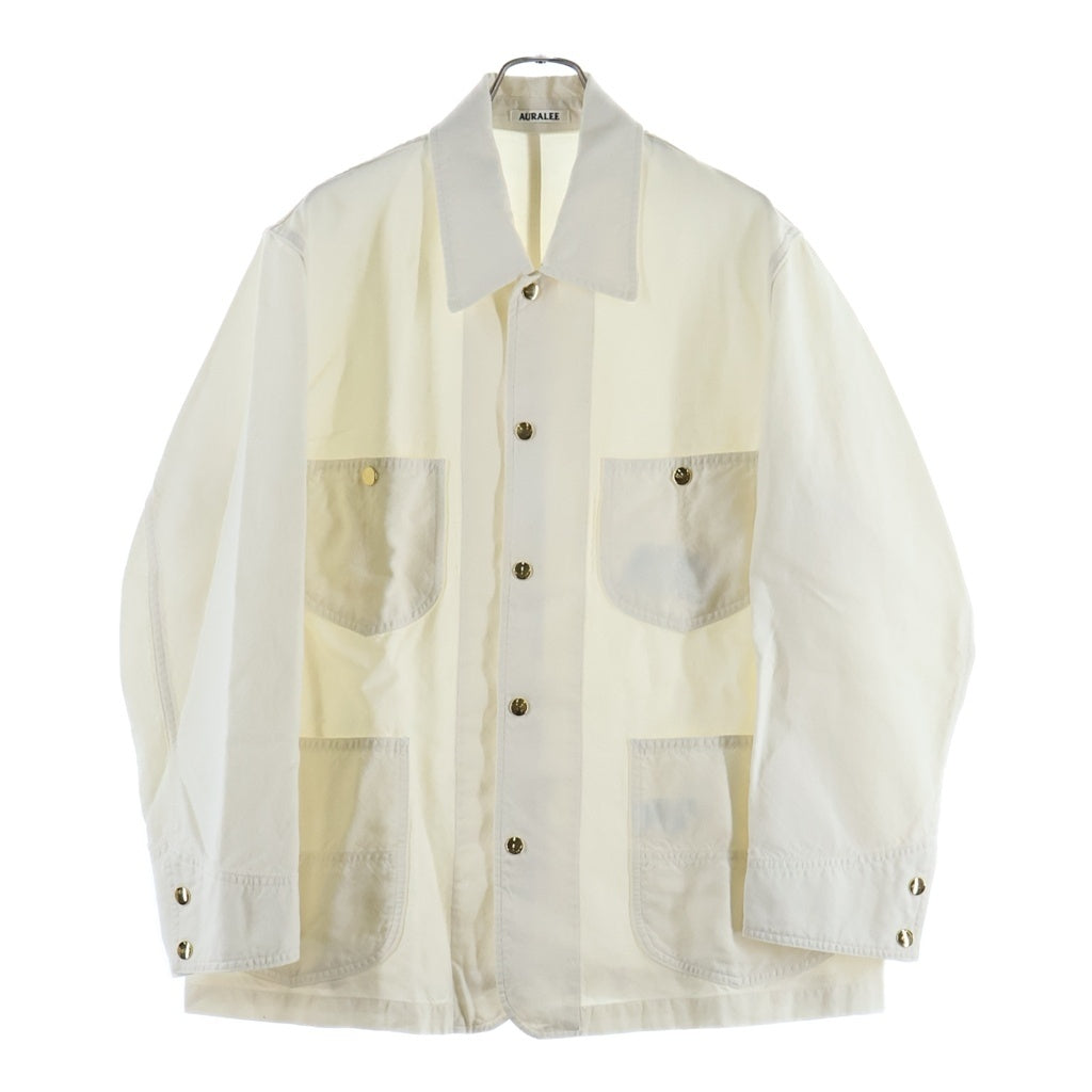 AURALEE(オーラリー) 26SS WOOL COTTON LINEN OX WORK JACKET ワーク ジャケット デニム カバーオール アイボリー A26SB01DO