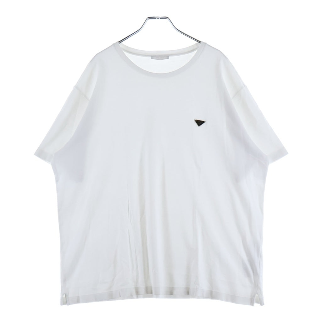 PRADA(プラダ) 26SS トライアングルロゴプレート クルーネック 半袖Tシャツ カットソー ホワイト UJN954 S000 240