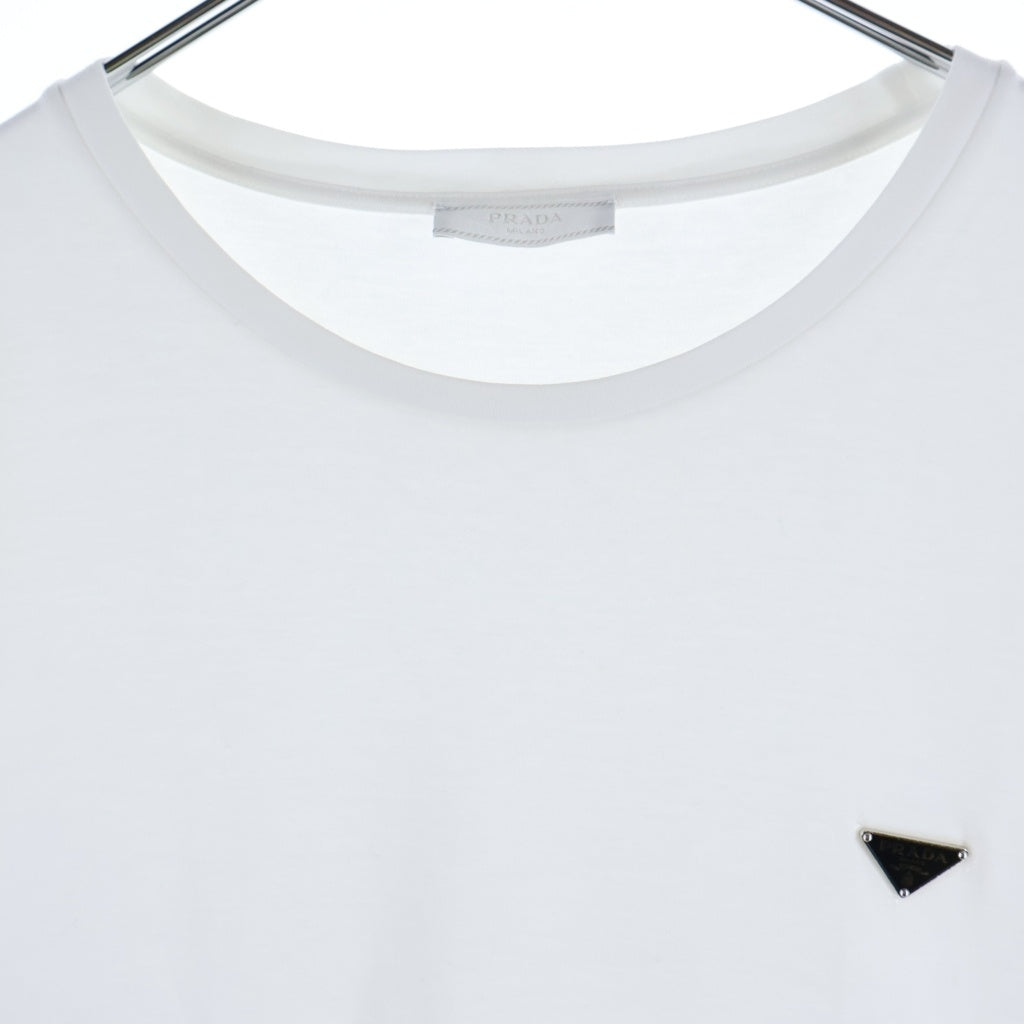 PRADA(プラダ) 26SS トライアングルロゴプレート クルーネック 半袖Tシャツ カットソー ホワイト UJN954 S000 240