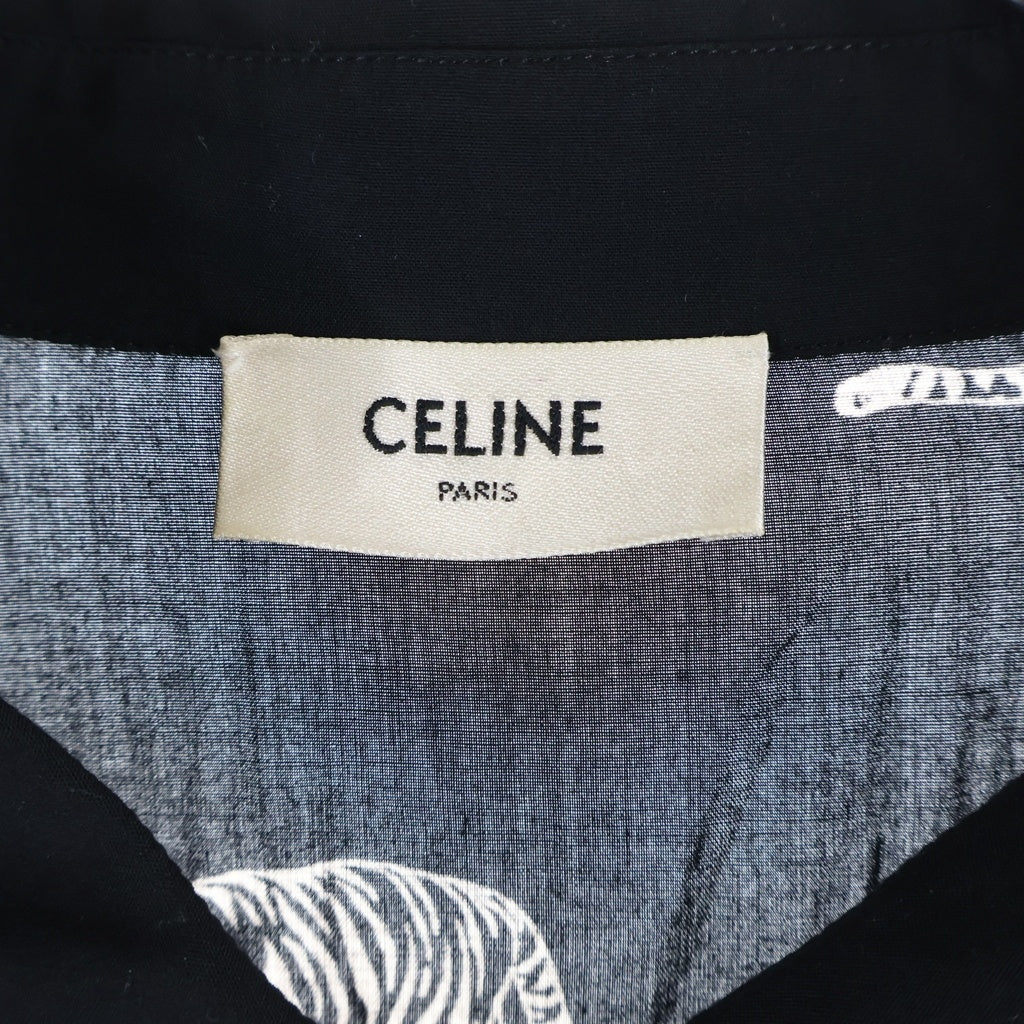CELINE(セリーヌ) 22SS アニマル総柄 レーヨン 長袖シャツ ブラック 2C718362Q