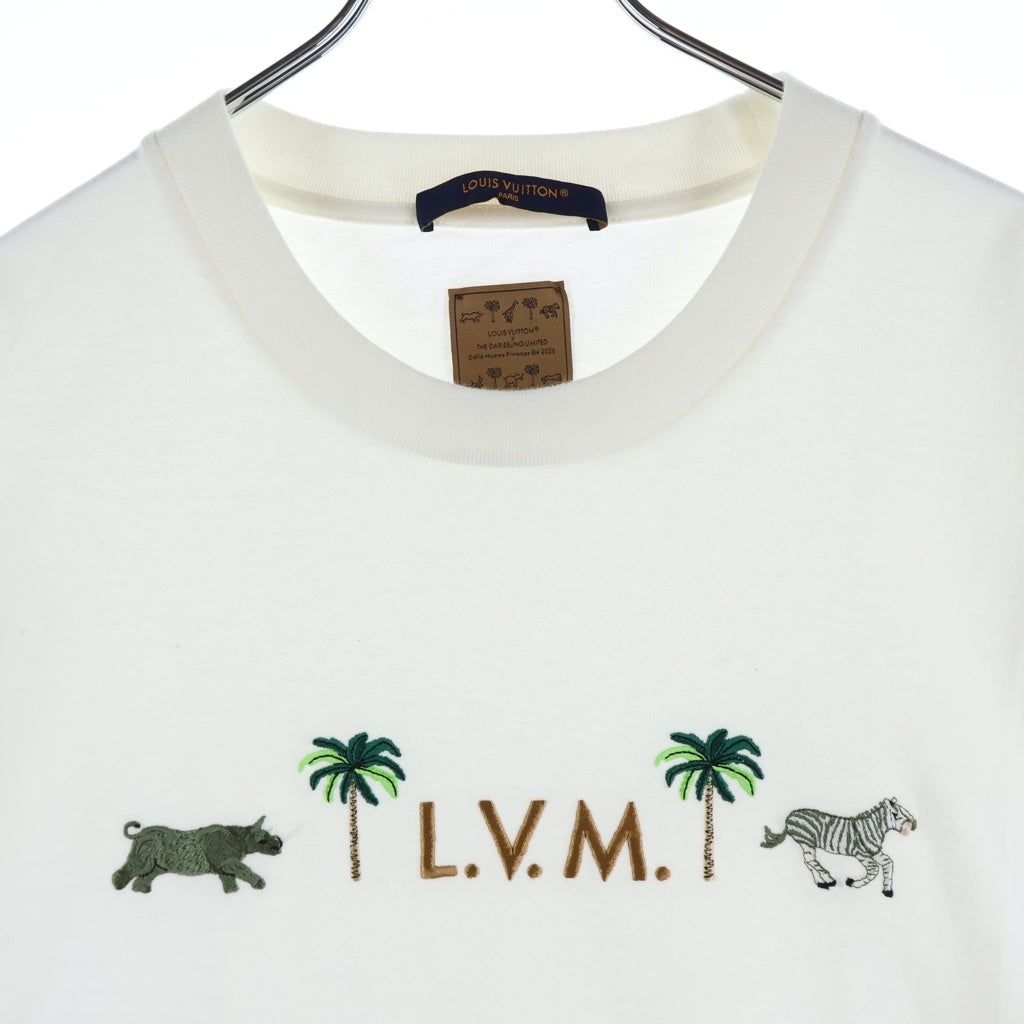 LOUIS VUITTON(ルイヴィトン) 26SS ザ ダージリン リミテッド アニマル エンブロイダリー ロゴ刺繍 クルーネック 半袖Tシャツ カットソー ホワイト RM261M NPG HUY90W