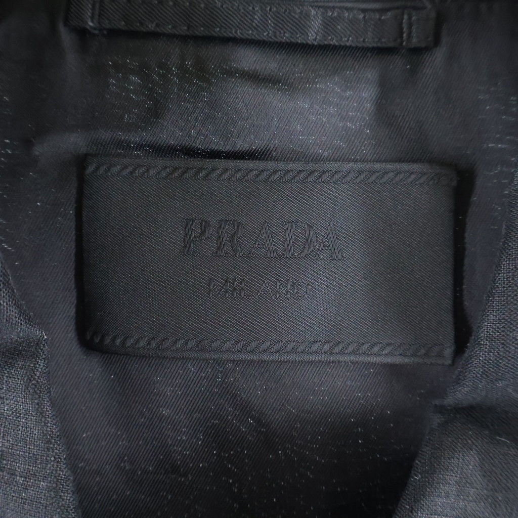 PRADA(プラダ) トライアングルロゴ ステッチデザイン リネン ジップアップ ジャケット ブルゾン ブラック SGC767 S000 11T7