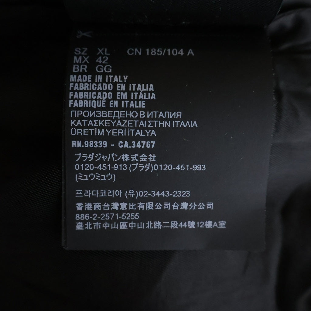 PRADA(プラダ) トライアングルロゴ ステッチデザイン リネン ジップアップ ジャケット ブルゾン ブラック SGC767 S000 11T7