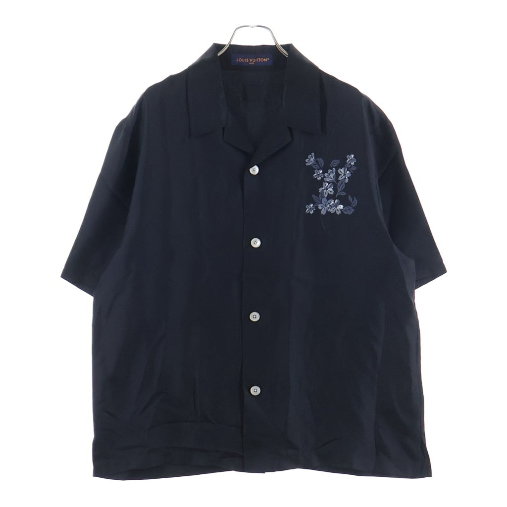 LOUIS VUITTON(ルイヴィトン) 25AW LV フラワー シグネチャー シルク オープンカラー 半袖シャツ ブラック RM252M YJV HTS72W