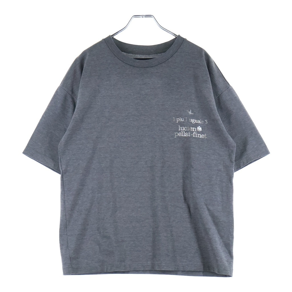 1 PIU 1 UGUALE 3 RELAX(ウノピゥウノウグァーレトレ) ×Lucien Pellat-Finetト CAMO LEAF R-NECK TEE ルシアンペラフィネ バックカモリーフ クルーネック 半袖Tシャツ カットソー グレー MRT290