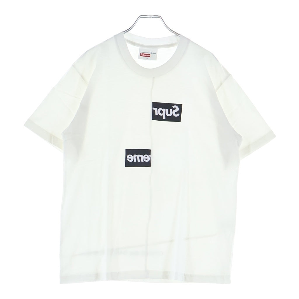 SUPREME(シュプリーム) 18AW ×COMME DES GARCONS SHIRT Split Box Logo Tee コムデギャルソンシャツ スプリットボックスロゴデザイン クルーネック 半袖Tシャツ カットソー ホワイト