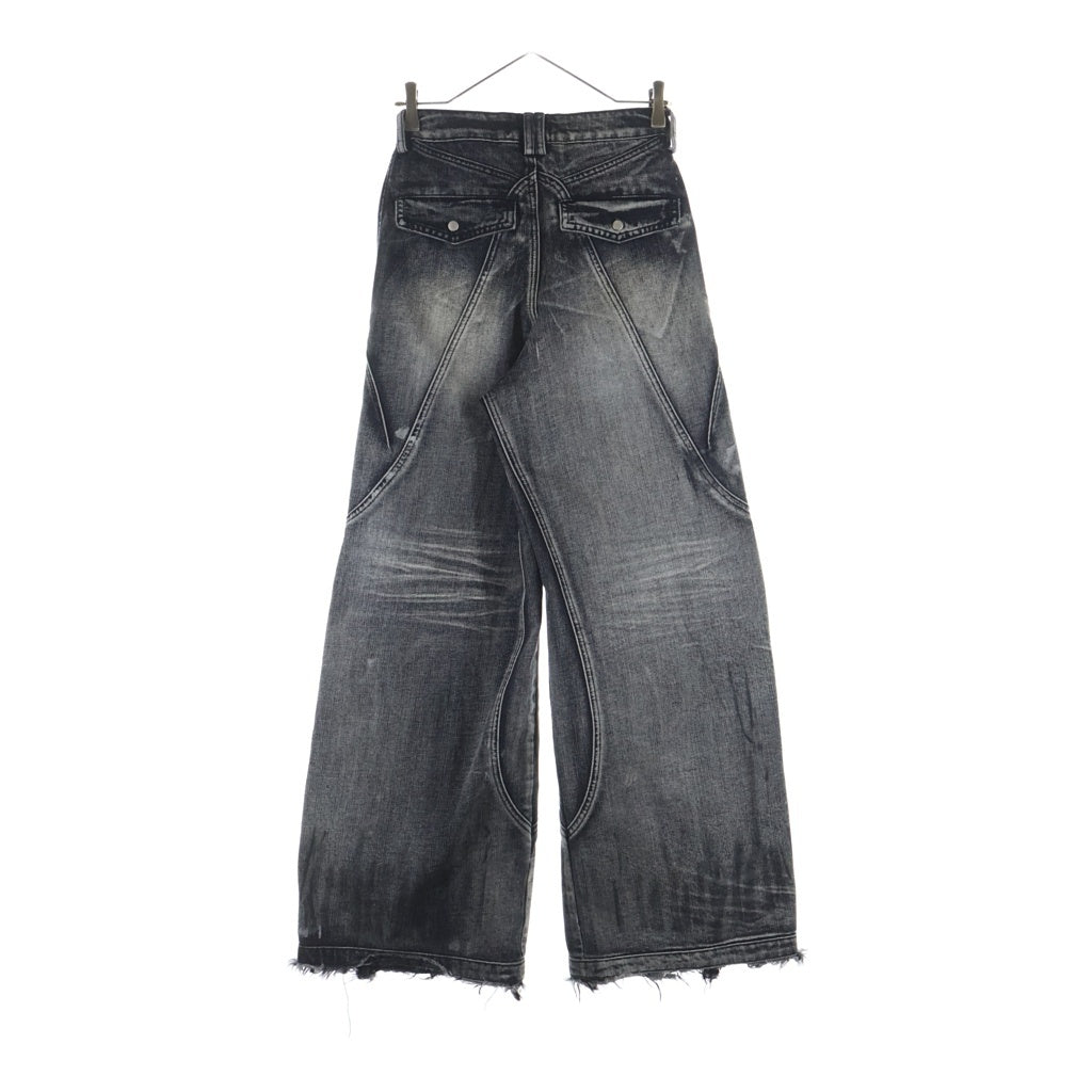 Personsoul(パーソンソール) Graffiti Contour Jeans グラフィティー ワイド デニムパンツ ブラック