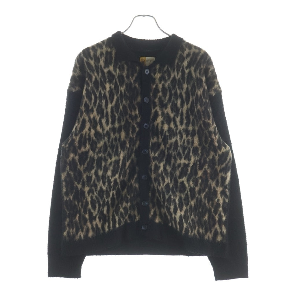 SAINT MICHAEL(セントマイケル) LEOPARD KNIT CARDIGAN レオパードカーディガン 襟付きニット イエロー/ブラック SM-HR1-0000-073