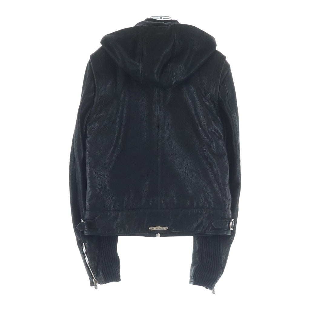 CHROME HEARTS(クロムハーツ) ゴート レザー フーデッド ライダースジャケット ブラック