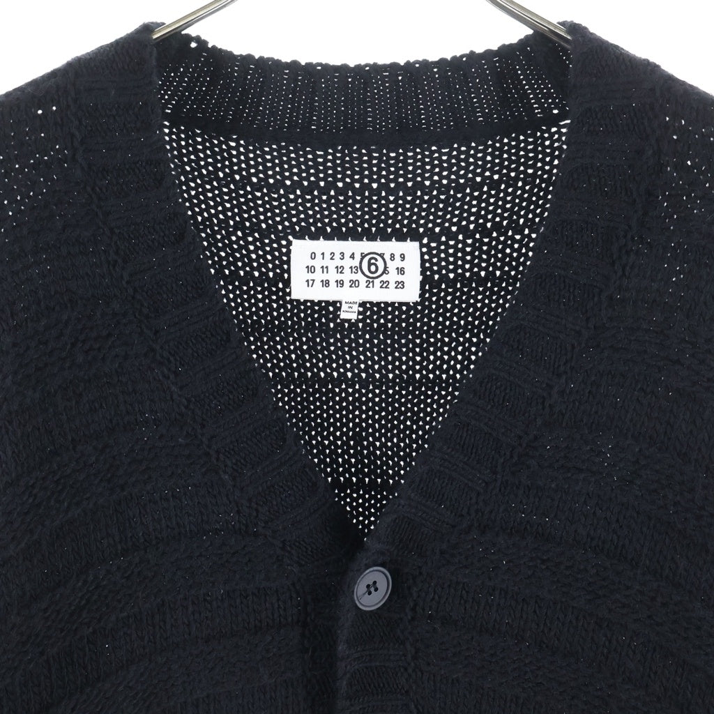 MM6 Maison Margiela(エムエムシックスメゾンマルジェラ) 25AW ダメージ加工 ニットカーディガン ブラック SH0HP0005 M13040