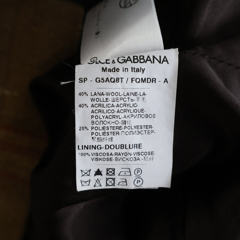 DOLCE & GABBANA(ドルチェアンドガッバーナ) チェック総柄 フラップポケット ウール混 ワーク ジャケット ブラウン/レッド