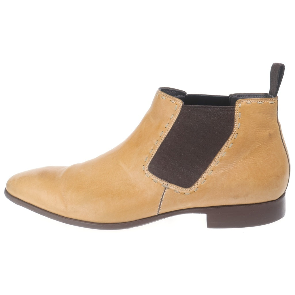 Santoni(サントーニ) ステッチデザイン サイドゴア ポインテッドトゥ レザー シューズ ブラウン