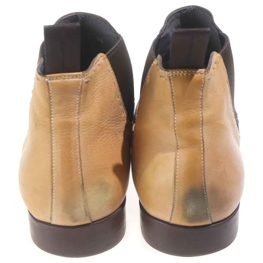 Santoni(サントーニ) ステッチデザイン サイドゴア ポインテッドトゥ レザー シューズ ブラウン