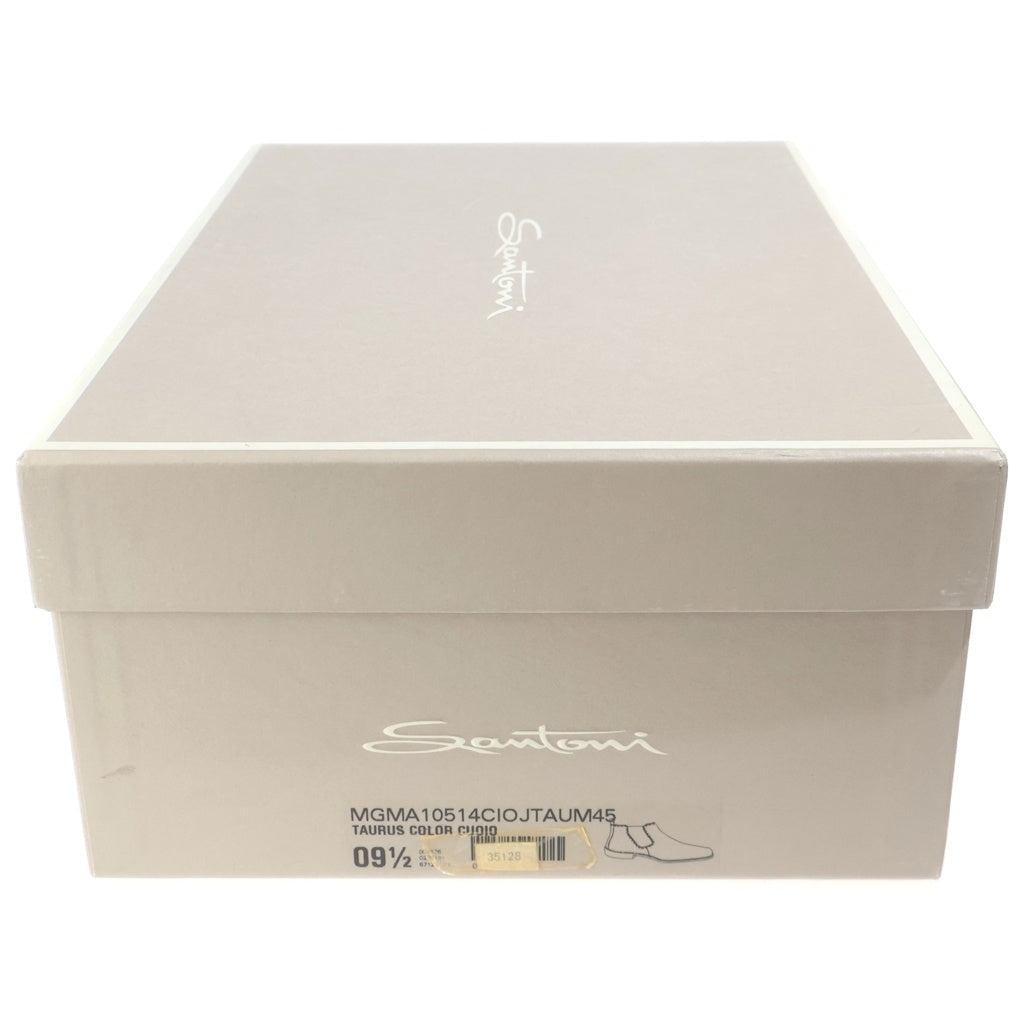 Santoni(サントーニ) ステッチデザイン サイドゴア ポインテッドトゥ レザー シューズ ブラウン