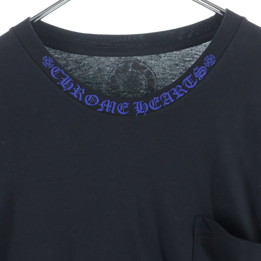 CHROME HEARTS(クロムハーツ) Neck Logo L/S Tee ネックロゴプリント ロングスリーブ 長袖Tシャツ カットソー ブラック/ブルー
