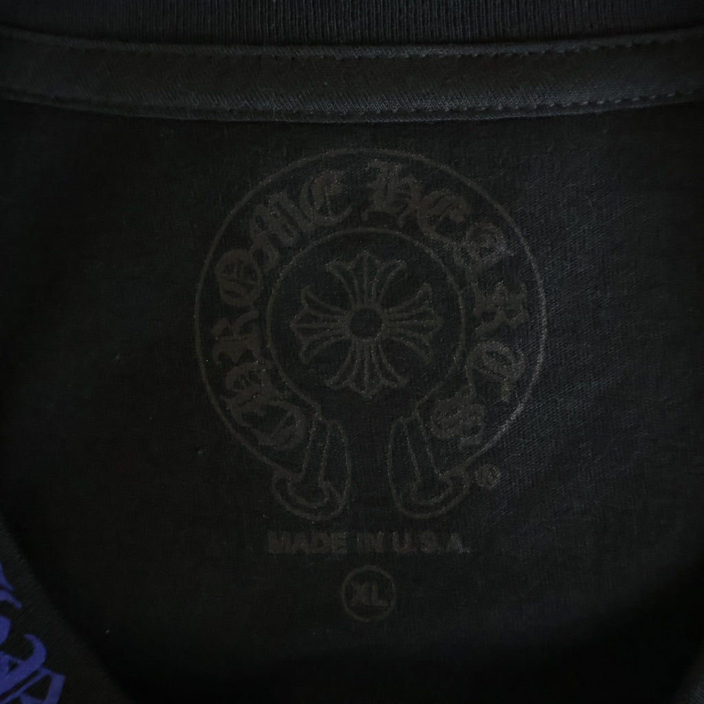 CHROME HEARTS(クロムハーツ) Neck Logo L/S Tee ネックロゴプリント ロングスリーブ 長袖Tシャツ カットソー ブラック/ブルー