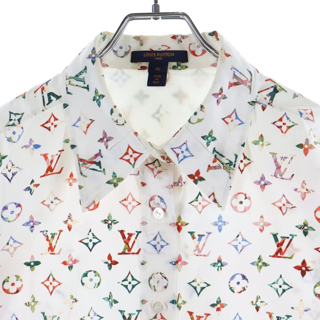 LOUIS VUITTON(ルイヴィトン) 22AW モノグラム総柄プリント フラワー柄スカーフ 長袖シャツ ホワイト/レッド レディース RW222B SS0 FNTO89